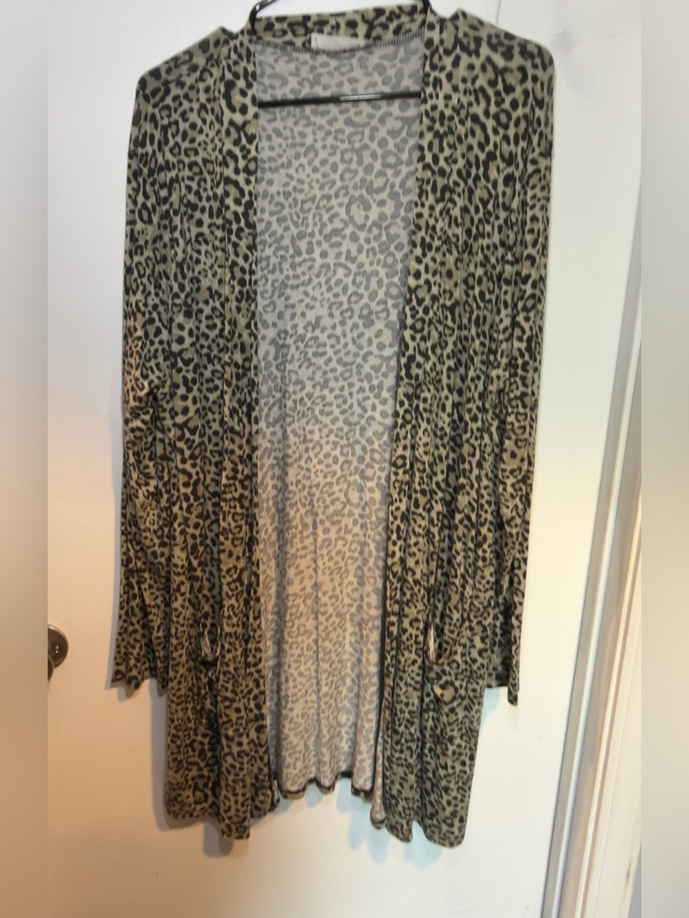 Zenana Premium Leopard Print Longline Cardigan Duster Open Front Plus Size 3X